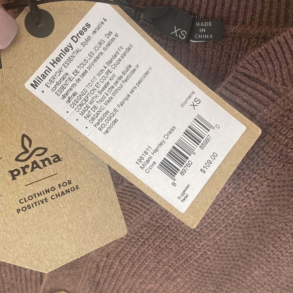 (A4C) Prana Milani Henley Brown Dress, Size XS, NWT - Picture 5 of 13